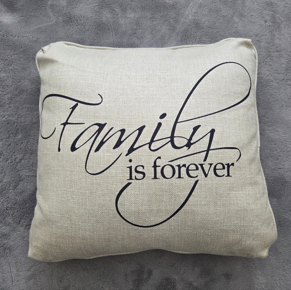Family is Forever Decorative Pillow Tan NWOT